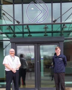 Andy Thomson and another man outside Halton Haven Hospice